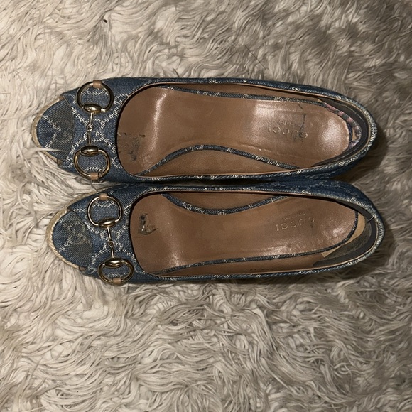 Gucci logo denim wedge Charlotte 39.5 - Picture 11 of 15